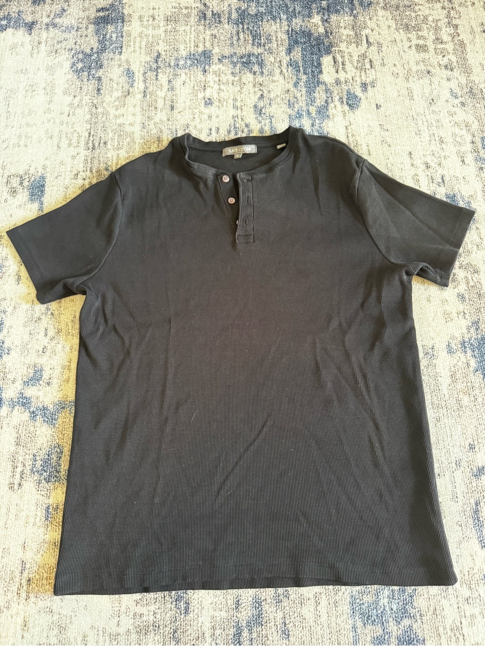 Slate & Stone Black Short-Sleeve Henley Polo